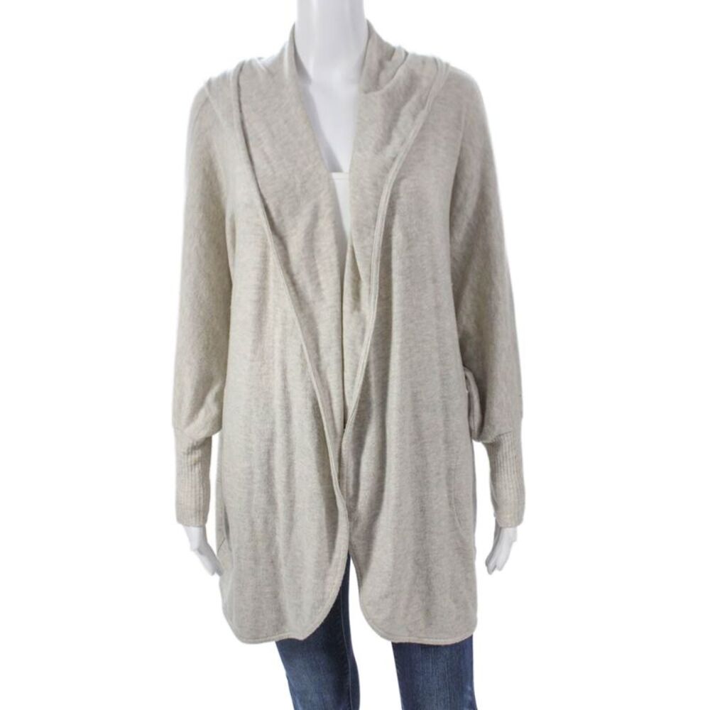 Beautiful People Women Tencel V-Neck Long Sleeve Cardigan Gray Petite Size XS